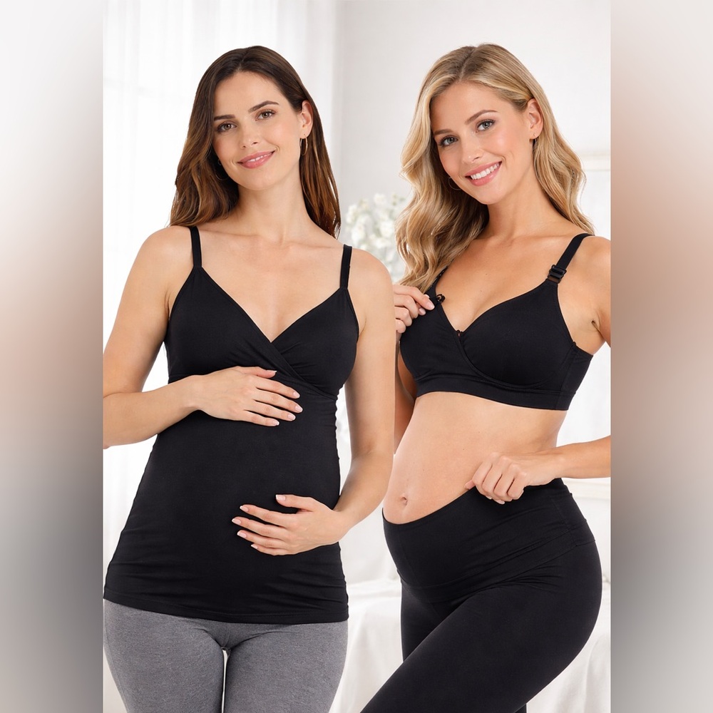 Joyspun Maternity Nursing Set Black Cami L/XL + Bralette XXXL NWT
